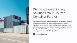 Reliable Dry Van Shipping Container Dealer, Secure & Cost-Effective Cargo Soluti