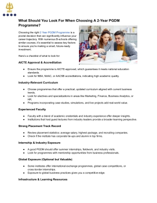 What Should You Look For When Choosing A 2 Year PGDM Programme