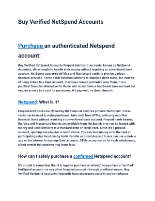 Purchase NetSpend Account Instantly