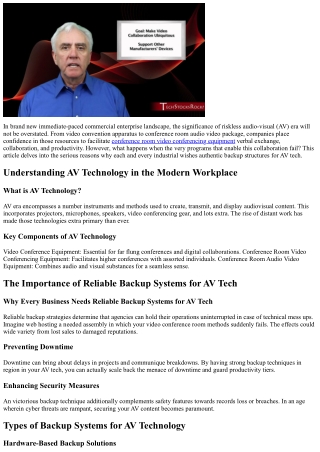 Why Every Organization Needs Reliable Backup Systems for AV Tech