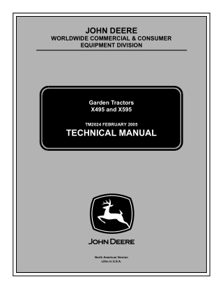 JOHN DEERE X495 4WD LAWN and GARDEN TRACTOR Service Repair Manual Instant Download (TM2024)