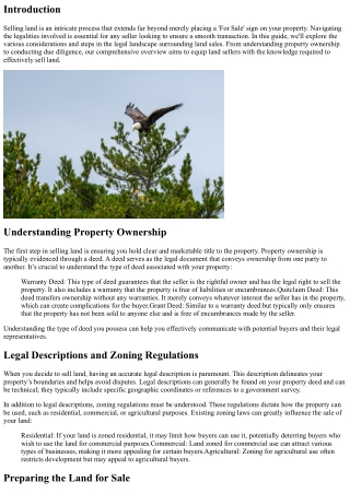 Navigating Legalities When Selling Land: A Seller's Guide