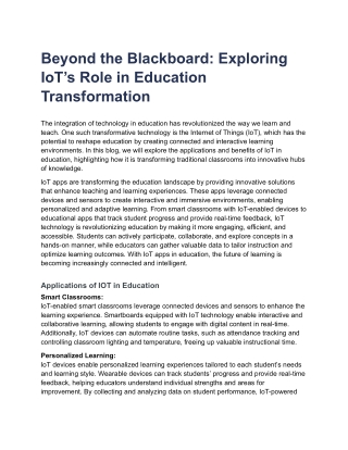 Beyond the Blackboard_ Exploring IoT’s Role in Education Transformation