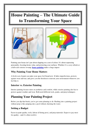 House Painting – The Ultimate Guide to Transforming Your Space