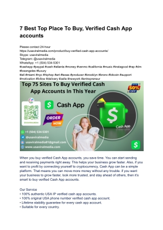7 Best Top Place To Buy, Verified Cash App accounts