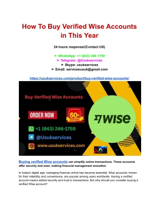How To Buy Verified Wise Accounts in This Year