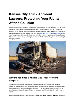Kansas City Truck Accident Lawyers Protecting Your Rights After a Collision