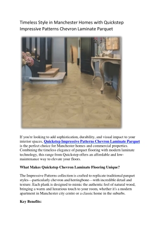 Quickstep Impressive Patterns Chevron Laminate Parquet Manchester