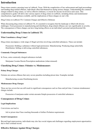 Drug Crimes in Lubbock TX: Common Charges and Effective Defenses
