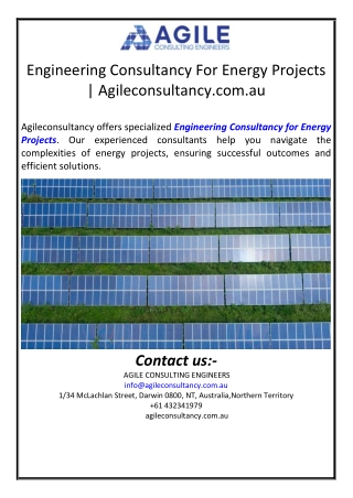 Engineering Consultancy For Energy Projects | Agileconsultancy.com.au