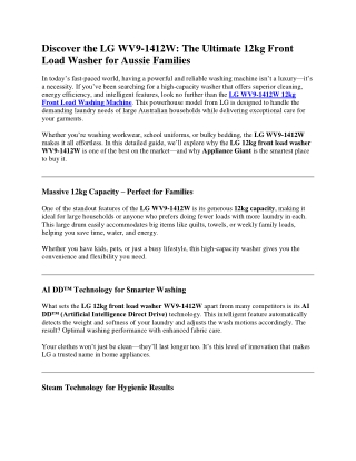 The Ultimate 12kg Front Load Washer for Aussie Families