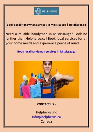 Book Local Handyman Services In Mississauga Helpheros.ca