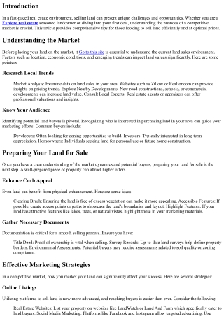 Tips for Selling Land in a Competitive Market