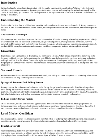 Discover the Best Time to Sell Land
