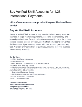 Buy Verified Skrill Accounts for 1.23 International Payments