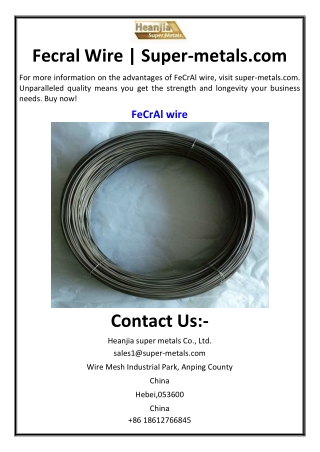Fecral Wire | Super-metals.com