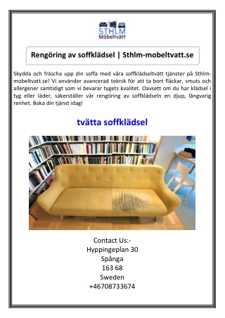 Rengöring av soffklädsel  Sthlm-mobeltvatt.se