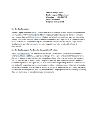 100% Bulk, PVA & Verified To Buy Old Gmail Accounts
