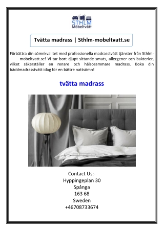 Tvätta madrass  Sthlm-mobeltvatt.se