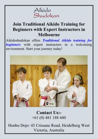 Join Traditional Aikido Training for Beginners with Expert Instructors in Melbourne