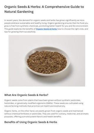 Organic Seeds & Herbs A Comprehensive Guide to Natural Gardening