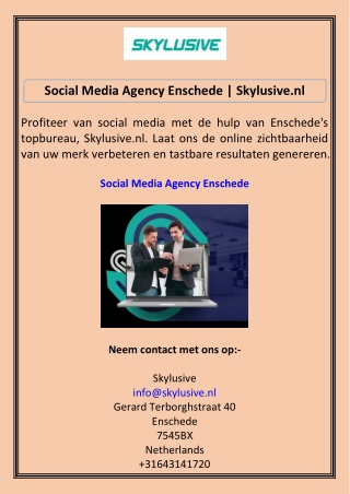 Social Media Agency Enschede Skylusive.nl