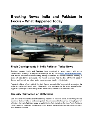 Breaking News_ India and Pakistan in Focus – What Happened Today