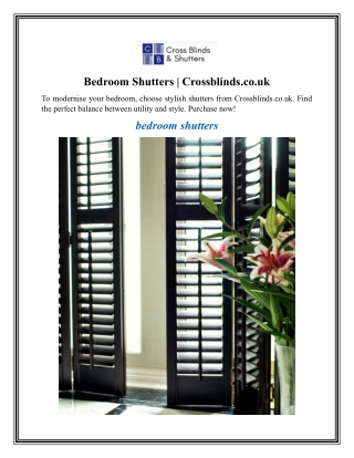 Bedroom Shutters Crossblinds.co.uk