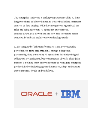 IBM and Oracle Expand Partnership to Advance Agentic AI and Hybrid Cloud