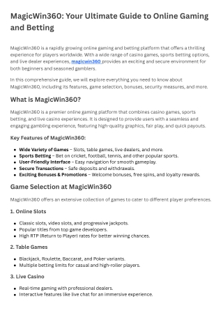 MagicWin360 Your Ultimate Guide to Online Gaming and Betting