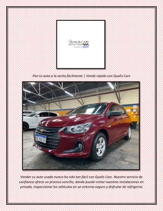 Pon tu auto a la venta fácilmente  Vende rápido con Qualis Cars