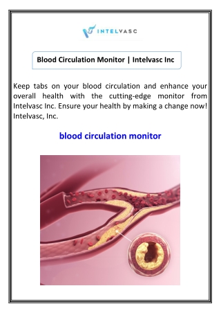 Blood Circulation Monitor  Intelvasc Inc