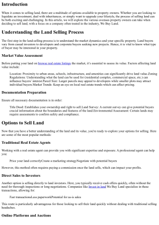 We Buy Land: Exploring Different Options for Selling Your Property