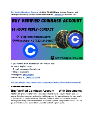 Buy Verified Coinbase Account — With Documents