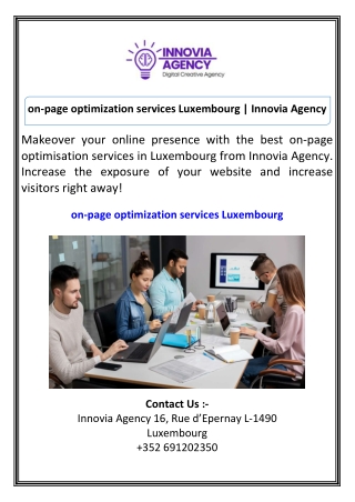 on-page optimization services Luxembourg  Innovia Agency