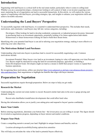 The Art of Negotiating with Land Buyers