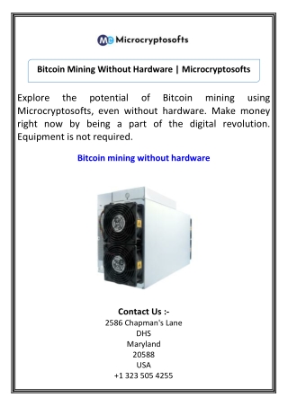 Bitcoin Mining Without Hardware  Microcryptosofts