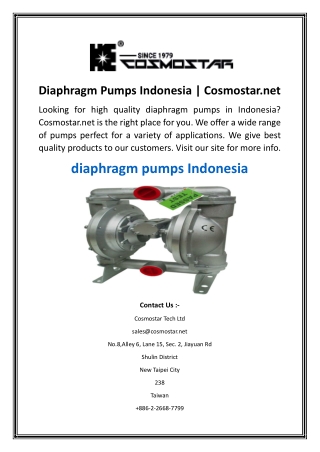 Diaphragm Pumps Indonesia  Cosmostar.net