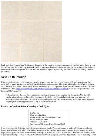 Deck Materials Composite & Wood