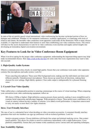 Key Features to Look for in Video Conference Room Gear
