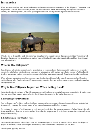 The Importance of Due Diligence When Selling Land