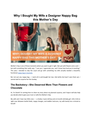 Why I Bought My Wife a Designer Nappy Bag this Mother’s Day