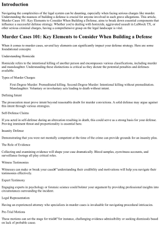 Murder Cases 101: Key Elements to Consider When Building a Defense