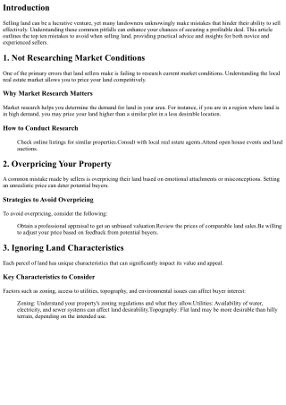 10 Mistakes to Avoid When Selling Land