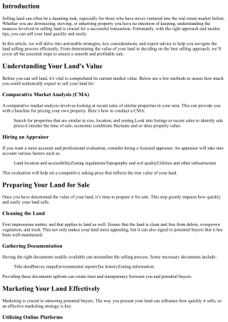 Insider Tips for Selling Land Quickly and Easily