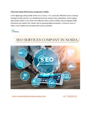 5 Key Facts About SEO Services Companies in Noida
