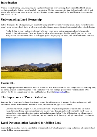 Navigating the Legal Aspects of Selling Land
