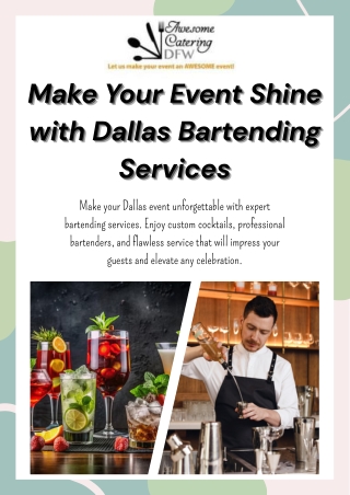 Make Your Event Shine with Dallas Bartending Services
