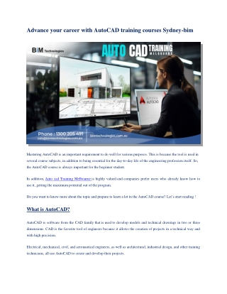 Advance your career with AutoCAD training courses Sydney-bim