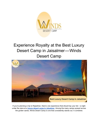 Best Luxury Desert Camp in Jaisalmer _ Jaisalmer Tent Price